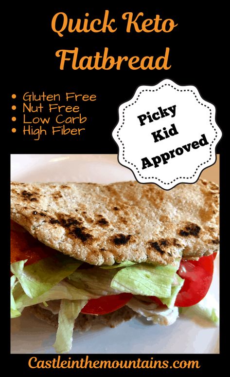 This quick 7 delicious flatbread is low carb, soft and won't crack halfway through your sandwich.This is a far cry from the "eggy" Keto breads of yesteryear. Psyllium powder is the secret weapon here. This bread is nut free, gluten free and egg free (rare in Keto Breads). Try it and see how you can level up your low carb bread without a bunch of extra work or worrying about nasty chemicals in the store bought stuff. #lowcarbflatbread #glutenfreeflatbread Keto Flat Bread Recipes, Tortilla Flatbread, Keto Flat Bread, Flatbread Ideas, Keto Flatbread, Keto 101, Flat Bread Recipe, Low Carb Flatbread, Simply Keto