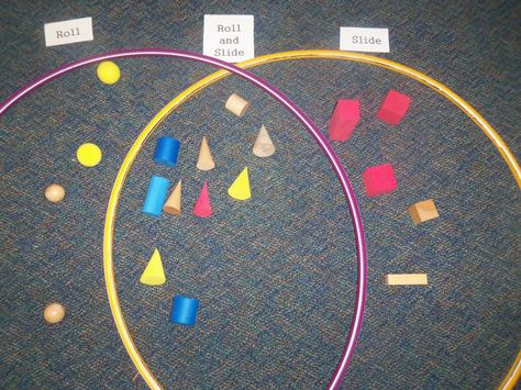 Sorting 3d shapes - a fun whole group activity. Kindergarten Geometry, 3d Shapes Activities, 3 D Shapes, Shapes Kindergarten, Teaching Shapes, 3d Figures, Kindergarten Class, Grand Prairie, Math Geometry