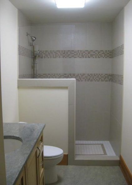 Wetroom Bathroom, Half Wall Shower, Showers Without Doors, Doorless Shower, Small Shower Remodel, Sink Toilet, Small Bathroom With Shower, Pony Wall, Bilik Air