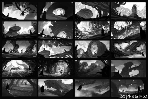 environment thumbnails by sgfw on DeviantArt Illustration Thumbnails, Landscape Thumbnails, Environment Thumbnails, Forest Composition, Environment Sketch, Art Environment, Concept Art Tutorial, Concept Art Character, Scene Design