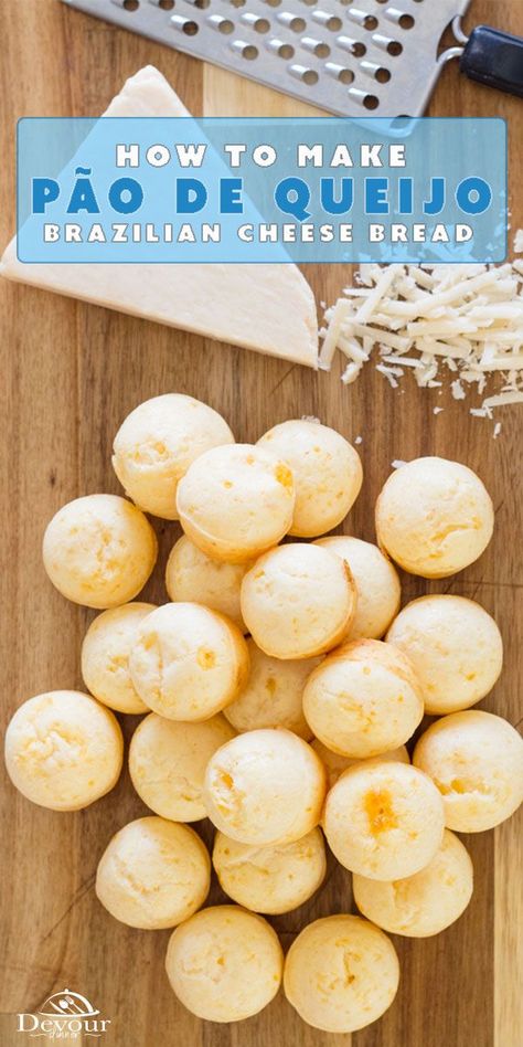 Brazillian Cheese Bread, Brazilian Cheese Bread Recipe, Breakfast Gluten Free, Brazilian Cheese Bread, Brazilian Recipes, Cheese Bread Recipe, Muffins Recipes, Food Bars, Ethnic Food