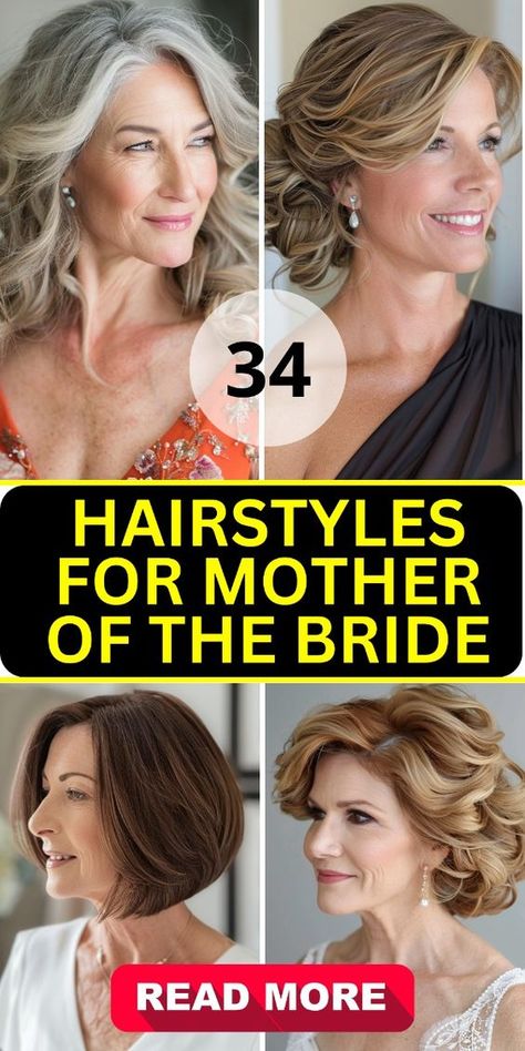 Discover the perfect Hairstyles for the Mother of the Bride that will make her shine on the wedding day. Whether you prefer short, medium length, or long hair, these styles cater to all. Ideal for moms over 50, these wedding hairstyles include hair half up, mom down wedding styles, and elegant options for 50 long mom wedding hairs. Find your inspiration today! Wedding Hair Ideas For Mother Of The Groom, Wavy Hairstyles Medium Wedding, Mother Of The Bride Hair One Side Up, Mom Of Bride Hairstyles Over 50, How To Style Short Hair For Mother Of The Bride, Mother Of The Bride Hair Down Straight, Wedding Hair Ideas For Mother Of The Bride, Mom Hairdos For Wedding, Short Hair Styles For Mother Of The Bride