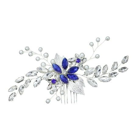 Description This bridal hair comb is made of alloy, beautiful crystal and rhinestone with of plating color. This exquisite designed hair comb is a perfect alternative for headpiece such as crown, tiara or headband. Great for bride, bridesmaid, flower girls or wear it to a party. Feature - Color: Blue. - Material: Alloy. - Size: about 15x7x1cm. - Designed for versatility, this wedding hair accessory can be adorned in an updo or can be worn to delicately frame a half up and down hairstyle. - This wedding hairpiece looks gorgeous in almost any wedding day hair style. - The wedding hair accessories are suitable for any wedding party theme. Special for wedding, party, prom, party, engagement, anniversary or other special occasions. - Handmade hair combs accessories for brides and bridesmaids, a Hair Accessories For Bride, Crystal Wedding Hair Accessories, Accessories For Bride, Crystal Bridal Headpiece, Bride And Bridesmaids, Wedding Hair Piece, Rhinestone Hair Comb, Hair Comb Accessories, Bridal Wedding Hair