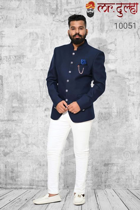 Very Stylish Navy Blue Jodhpuri in Imported Fabric | Mr Dulha | Jodhpuri Jodhpuri Suits For Men Latest, Engagement Outfits Indian, Jodhpuri Suits, Suit For Men Wedding, Mens Party Wear, Jodhpuri Suits For Men, Sherwani For Men Wedding, Groom Dress Men, Mens Dress Outfits