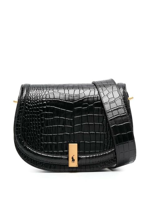 Ralph Lauren | Polo ID Black Saddle Crossbody Bag Ralph Lauren New York, Crossbody Saddle Bag, Ralph Lauren Bags, Polo Pony, Polo Ralph Lauren Women, Buy Bags, Ralph Lauren Logo, Ralph Lauren Women, Summer Beach Wear