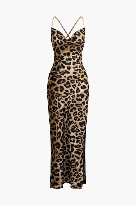 Slip Maxi Dress, Outerwear Trends, Cross Chain, Leopard Dress, Leopard Print Dress, Knitwear Tops, Maxi Dress Trend, List Style, Font Size