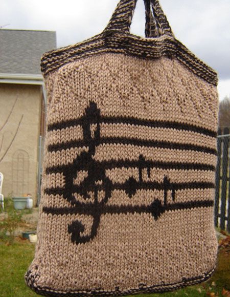 Music Tote Bag - Knitting Patterns and Crochet Patterns from KnitPicks.com Music Crochet, Crochet Musical Notes Pattern Free, Crochet Music Note, Musical Crochet Patterns, Knitted Guitar Pattern, Crochet Guitar Bag, Crochet Music, Music Bag, Music Tote Bag