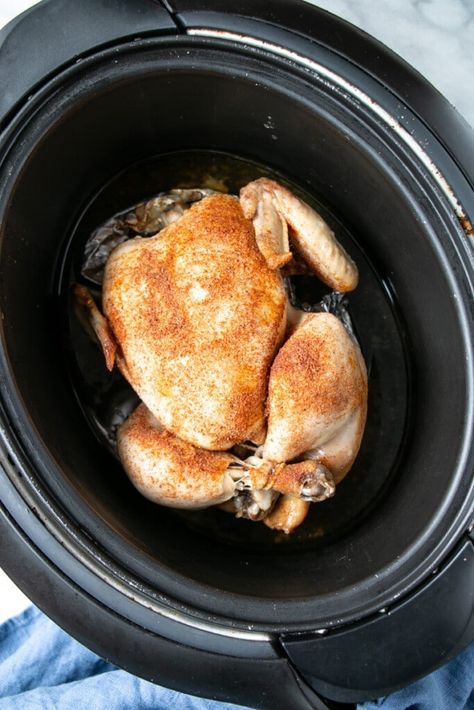 Slow Cooker Whole Chicken (from frozen) is a flavour, juicy and tender roast chicken recipe. Frozen Whole Chicken, Slow Cooker Eggplant, Slow Cooker Turkey Breast, Hungarian Paprika, Cooking Whole Chicken, Whole Chicken Recipes, Slow Cooker Turkey, Crockpot Roast, Whole Roasted Chicken