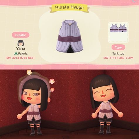 Animal Crossing Naruto Clothes, Acnh Naruto Design, Acnh Anime Outfit, Animal Crossing Anime Codes, Animal Crossing Anime Outfits, Anime Animal Crossing Design, Naruto Animal Crossing, Acnh Cosplay, Animal Crossing Anime