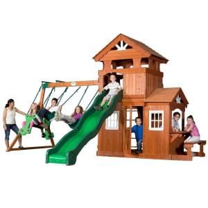 Backyard Discovery, Shenandoah All Cedar Playset, 65413com at The Home Depot - Mobile Cat Playground Outdoor, High Deck, Backyard Playset, Wooden Playset, Wood Roof, Cat Playground, Playset Outdoor, Wooden Swings, Backyard Playground