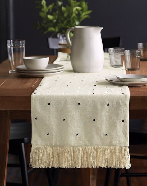 Hearth and Hand Preview - PureWow Apartment Shopping, Cream Table, Magnolia Collection, Hearth & Hand With Magnolia, Embroidered Table Runner, Target Home Decor, Chip And Joanna Gaines, Dark Wall, Industrial Modern