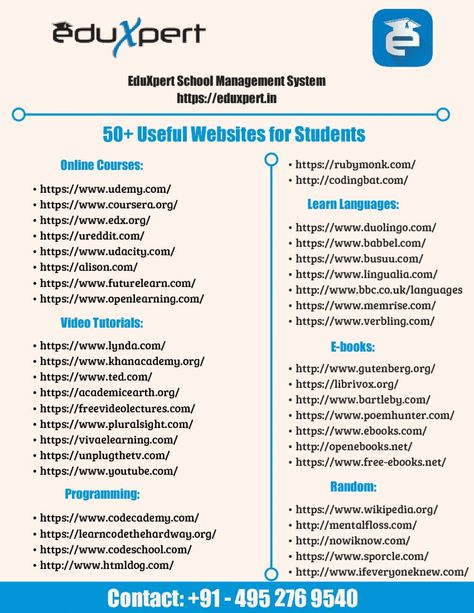 Useful Websites For Students Infographic Useful Websites For Students, Websites For College Students, Free Educational Websites, Research Websites, Study Websites, Library Management, School Management System, School Management Software, School Hacks Diy