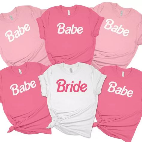 Barbie Bachelorette Shirts, Barbie Bachelorette Party Shirts, Bridesmaids Tshirts, Barbie Bachelorette Party, Bach Themes, Trendy Bachelorette Party, Barbie Bachelorette, Pink Bachelorette Party, Bachelorette Sash