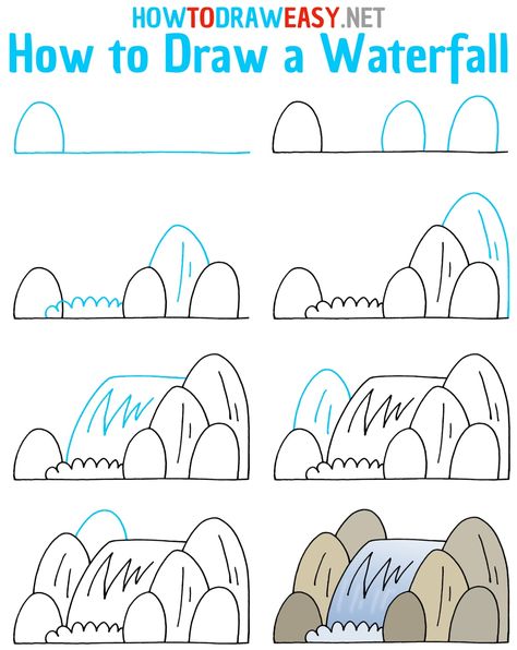 How to Draw a Waterfall Step by Step #Waterfall #WaterfallDrawing #HowtoDrawaWaterfall #Nature #NatureDrawing #EasytoDraw #WaterfallDrawingGuide #WaterfallDrawingTutorial #StepbyStepDrawings #StepbyStepDrawingGuides #HowtoDrawEasy How To Draw A Waterfall, Waterfall Drawing Easy, Draw A Waterfall, 2024 Sketchbook, Easy Nature Drawings, Draw Landscape, Waterfall Drawing, Elementary Drawing, How To Dr