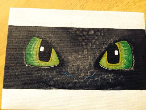 Toothless Nightfury eyes How to Train your Dragon mini acrylic canvas Toothless Dragon Painting, Toothless Painting Canvas, How To Train Your Dragon Painting, Httyd Painting, Toothless Painting, Tattoo Markers, Copic Drawings, Httyd Art, Disney Paintings