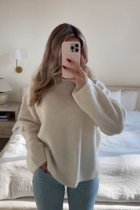 Oversized Mohair-Blend Sweater - … curated on LTK Oversized Beige Sweater Outfit, Oversized Beige Sweater, Beige Sweater Outfit, Cozy Sweaters Autumn, Cozy Oversized Sweaters, Knit Sweater Outfit, Sweater Outfit, Beige Sweater, Fall Sweaters