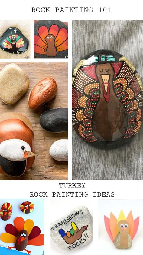 Rock Painting 101 Thanksgiving Rock Painting, Thanksgiving Painted Rocks, Fall Painted Rocks, Thanksgiving Rocks, Easy Kid Crafts, Fall Rocks, Easy Rock Painting Ideas, Easy Rock Painting, Painted Garden Rocks