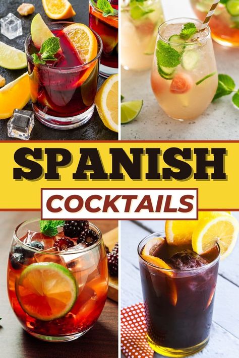 Take yourself on a cocktail journey and explore the wonderful world of Spanish cocktails. Enjoy classics like sangria, rebujito, Cuba libre, and more! Spanish Drinks Alcohol, Cocktails From Spain, Spanish Night Party, Spanish Cocktail, Spanish Drinks, Cava Sangria, Spanish Themed Party, Logo Famous, New Orleans Drinks