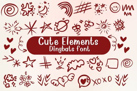 Cute Elements Font Free Dingbat Fonts, Dingbat Fonts, Farmhouse Font, Font Setting, Cricut Fonts, Font Free, Font Generator, Different Fonts, Text Fonts