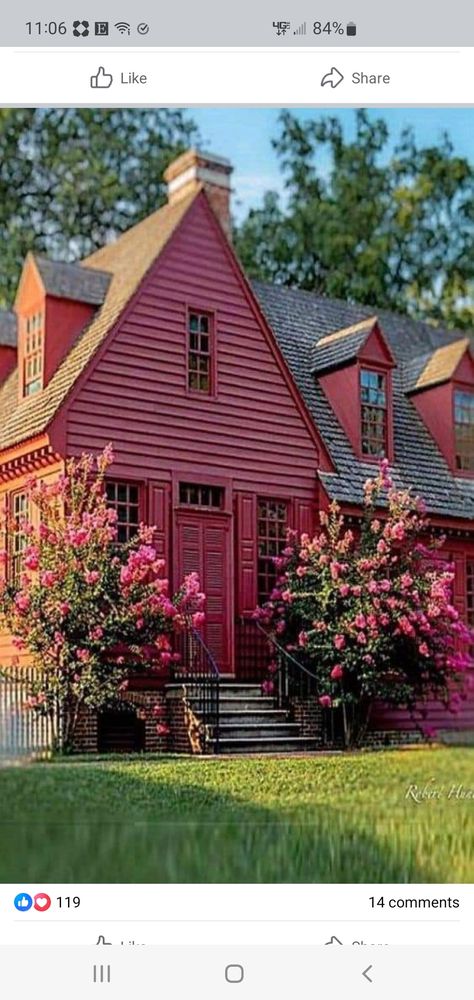 Orange Houses, Red House Exterior, Colonial Williamsburg Va, Colonial Williamsburg Virginia, Colonial House Exteriors, Red Houses, Colonial Exterior, Primitive Homes, Colonial Decor