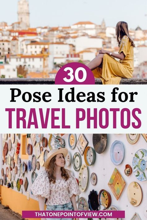 I have learned some tips and tricks over the years for how to pose for solo travel photos, couples photos, and even photos with your pets to elevate your photography! If you are interested in learning more and becoming more confident in front of the camera, then this post is for you. In this post I’m going to show you 30 different pose ideas for you to use to nail your next travel and Instagram photos! Posing Ideas Travel, Photography Poses Travel, How To Pose In Front Of Monuments, Pose For Travel Photos, Poses For Pictures Travel, How To Take Good Vacation Pictures, Travel Pic Poses, Group Travel Photos, How To Pose In Travel Photos