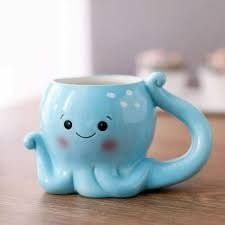 Ceramic Octopus, Cartoon Octopus, Blue Cartoon, Octopus Design, Tanah Liat, Tassen Design, Keramik Design, Animal Mugs, Clay Mugs