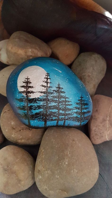 Painted pebble 65, One In A Million, Love on the rocks UK, Shooting star over trees | Pebble painting, Rock painting designs, Rock painting art Stone Age Art, Stone Pictures Pebble Art, Easy Art For Kids, Stone Art Painting, Astronomy Art, Barn Painting, Painted Rocks Craft, Painted Rocks Diy, Rock Painting Ideas Easy