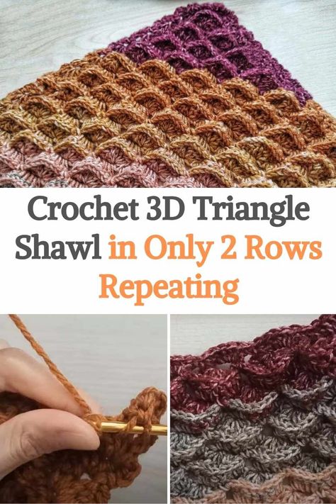 3d Triangle Crochet Pattern, Free Crochet Triangle Shawl Pattern, Crochet Triangle Scarf Pattern Free, Triangle Shawl Crochet Pattern Free, Crochet 3d Stitch, Bricks Texture, Crochet Triangle Pattern, Triangle Scarf Crochet Pattern, Crochet Triangle Shawl Pattern