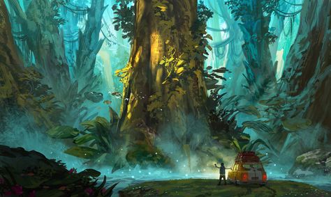 Giant forest, Junhyuk Lim on ArtStation at https://www.artstation.com/artwork/qZ9me Key Art, My Fantasy World, Forest Illustration, Keys Art, Nature Drawing, Art Prompts, Environment Concept Art, Environmental Art, Hi Guys