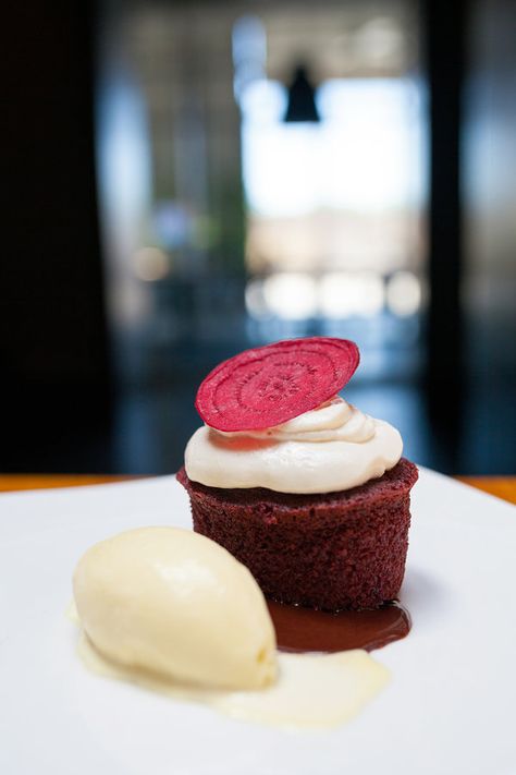 Pamela Moxley, the pastry chef at Miller Union in Atlanta, developed this cake as part of a book project for Steven Satterfield, the co-owner and chef. She uses dutched, nonacidic cocoa powder so she punched up the acid with extra lemon juice, which helps with the bright red color. She adds goat cheese to her cream cheese frosting, to play against the subtle beet flavor. The chef liked it so much that he added it to the restaurant menu. (Photo:  Dustin Chambers for The New York Times) Ermine Icing, Beet Red Velvet Cake, Red Velvet Cake Recipe, Velvet Cake Recipes, Scampi Recipe, Nyt Cooking, Shrimp Scampi, Velvet Cake, Red Velvet Cake