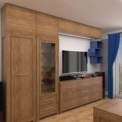 Wall Almirah With Tv Cabinet, Room Almirah Designs Wooden, Almari Design Room Wood, Almira Design For Bedroom Wooden, Brown Almirah Design, Discrete Mathematics, Wardrobe Wall, Bed Back Design, Wooden Closet