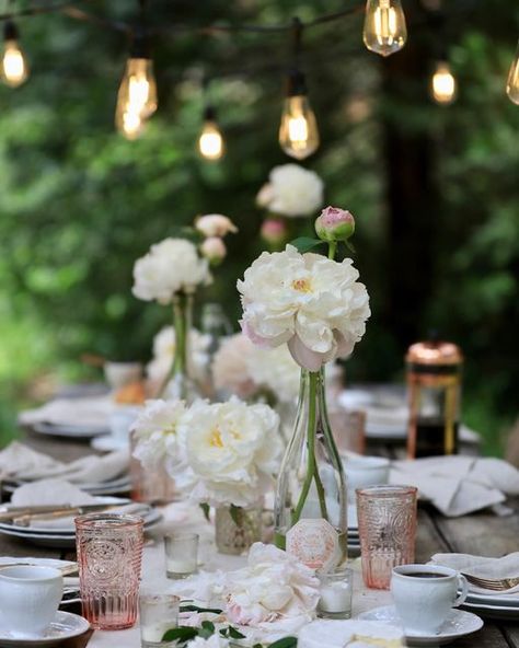 Courtney Allison on Instagram: "Not so patiently waiting for peony season over here.   These beautiful ruffly pale pink peonies had me at hello with the prettiest softest shade of blush and all those layers.  Who else is counting the days to peony season?   I’ll share a favorite moody snap of these soon-I can’t get enough 😍 #peonies #peonyseason #flowers #floral #tablesetting" Courtney Allison, Pale Pink Peonies, Peonies Season, Flowers Instagram, Tea Party Bridal Shower, Patiently Waiting, Pink Peonies, Pale Pink, Garden Ideas