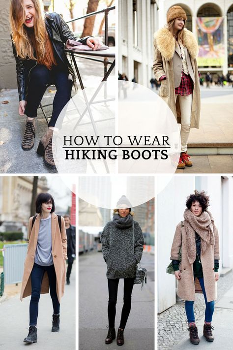 9 ways to wear hiking boots for women in the fall and winter | A Girl Named PJ Hiker Boots Outfit Women, How To Wear Hiking Boots, Hiker Boots Outfit, Hiking Boots Women Outfit, Hiking Boot Outfit, Hiking Boots Fashion, Hiking Boots For Women, Black Hiking Boots, Hiking Wear