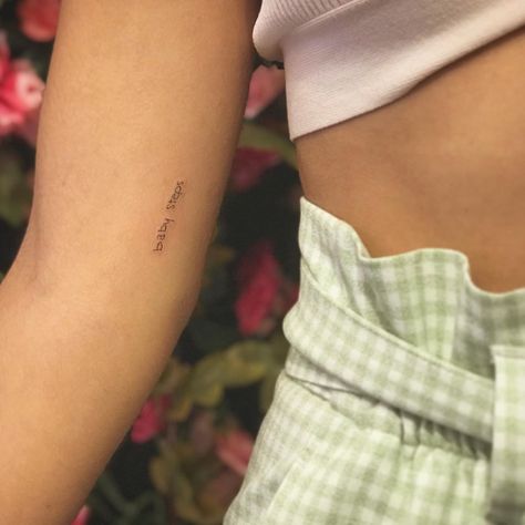 Unexpected Tattoo Placement, Writing Tattoo Placement For Women, Tiny Script Tattoo Placement, Cute Placement For Word Tattoos, Tattoo Placements For Women Hidden, Small Font Tattoo Placement, Text Tattoos For Women Placement, Tiny Handwriting Tattoo, Small Word Tattoos For Women Placement