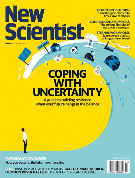 MAGAZINE COVER DATE: 19 October 2019 ... Magazine Cover Ideas, Magazine Design Cover, Annual Report Covers, Science Magazine, New Scientist, Learning Graphic Design, Graphic Design Fonts, Environmental Awareness, Science News