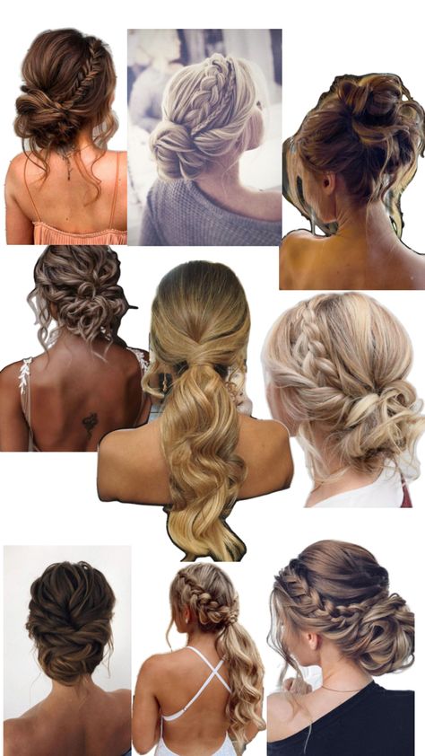 Hoco updos Hoco Brunette Hairstyles, Hair Up Hoco Hairstyles, Prom Hairstyles Updos Medium Length, Hairstyles For Dances Homecoming, High Neck Hairstyles, Hoco Updos, Homecoming Updos, Homecoming Hair Ideas, Easy Chignon