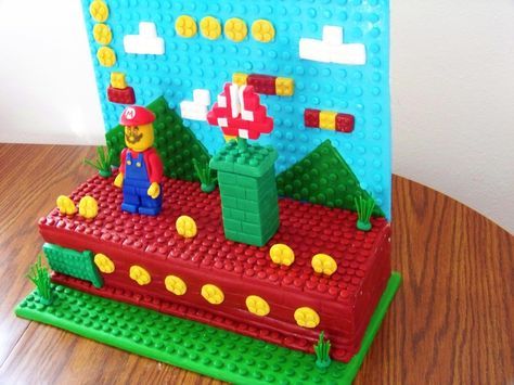 Lego Mario Super Mario Lego Cake, Lego Mario, Super Mario Cake, Lego Birthday Cake, Mario Cake, Ninja Turtle Cake, Lego Super Mario, Lego Cake, Superhero Cake