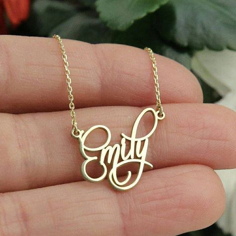 Gold Name Necklace-Personalized Name Jewelry Signature Silver Name Necklace, Bridesmaid Necklace Gift, Name Necklace Silver, Sterling Silver Name Necklace, Good Luck Necklace, Hamsa Necklace, Diamond Solitaire Necklace, Gold Name Necklace, Kids Necklace