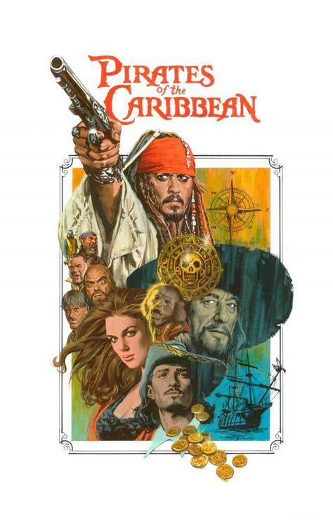 PIRATES OF THE CARIBBEAN Curse Of The Black Pearl, The Pirates Of The Caribbean, Kaptan Jack Sparrow, The Black Pearl, Film Posters Art, Pirate Art, Caribbean Art, Film Anime, Black Sails