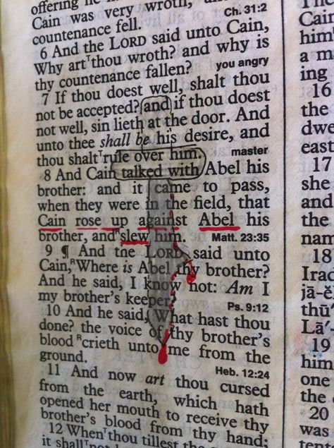 Cain kills Abel Abel And Cain, Cain And Abel, Bible Words, Jesus Loves You, Bible Art Journaling, Jesus Loves, Bible Art, Bible Journaling, Bible Study