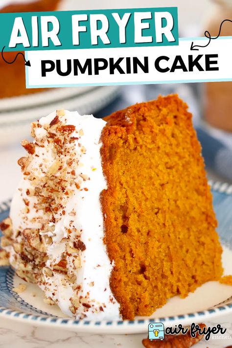 This Air Fryer Pumpkin Cake is sure to put you in pumpkin heaven in the first bite itself. It’s fall flavors will have you hooked, and what’s even better is the fact that it doesn’t need a lot of kitchen time and effort to make. Cake Air Fryer, Air Fryer Pumpkin, Fried Dessert, Pumpkin Pecan Pie, Leftover Pumpkin, Pumpkin Cake Recipes, Holiday Eating, Kitchen Time, Apple Cake Recipes