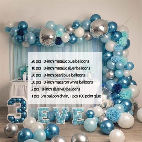 Guirnalda de globos de Metal y plata, arco de globos de confeti dorado y plateado, azul y blanco, para cumpleaños, Baby Shower, decoración de fiesta de boda, 94 piezas _ - AliExpress Mobile Silver Confetti, Balloon Chain, Gold Confetti Balloons, Silver Balloon, Wedding Party Decor, Party Hair Accessories, White Balloons, Blue Balloons, Gold Confetti