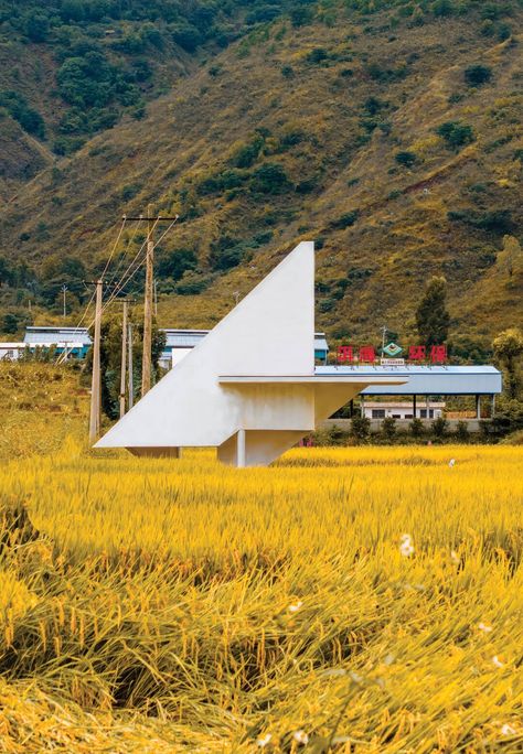 LIN Architecture’s concrete pavilion is a totem against the fluctuations of nature Concrete Pavilion, Pumping Station, Pavilion Design, Mc Escher, Floor Art, Chinese Architecture, Rural Landscape, Land Art, Architecture Firm