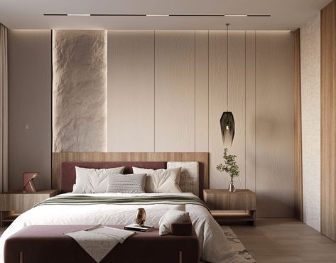 Living Room :: Behance Bedroom Indirect Lighting, Scandinavian Modern Bedroom, Minimal Interior Design Bedroom, Modern Bedroom Headboard, Luxury Minimalist Interior, Modern Minimal Bedroom Design, Minimal Bedroom Interior, Minimal Modern Bedroom, Living Room Behance