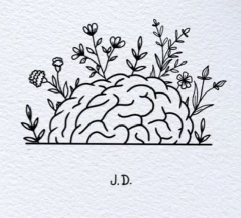 Mind Over Matter, Daily Drawing, Brain, Matter, Tattoos, Drawings, Flowers