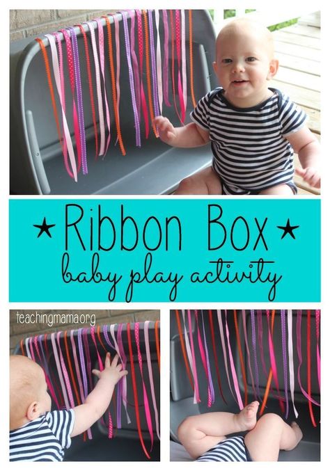 Ribbon Box – Baby Play Activity (scheduled via http://www.tailwindapp.com?utm_source=pinterest&utm_medium=twpin&utm_content=post89764237&utm_campaign=scheduler_attribution) Perlengkapan Bayi Diy, Infant Classroom, Baby Sensory Play, Play Activity, Ribbon Box, Baby Play Activities, Baby Learning Activities, Kraf Diy, Box Baby