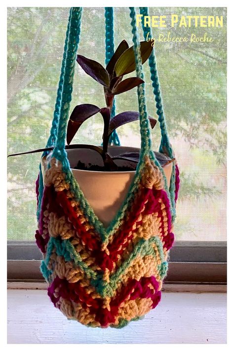 Crochet Basket Patterns, Crochet Plant Hanger, Ravelry Crochet, Hanging Plant Holder, Basket Pattern, Crochet Plant, Crochet Basket Pattern, Handbag Patterns, Crochet Basket