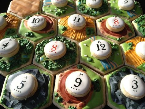 Game Night Snacks, Catan Board, Board Game Party, Settlers Of Catan, Board Game Night, Special Occasion Cakes, Icing Cookies, Cookie Designs, Royal Icing Cookies