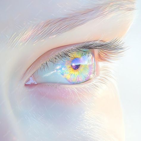 A close up of a person s eye with a blue eye and a multicolored image of a person s eye | Premium AI-generated image Iridescent Eyes, Two Colored Eyes, Steel Blue Eyes, Opal Eyes, Cat Eye Colors, Bright Eye, Magic Eyes, White Eyes, Opal Color