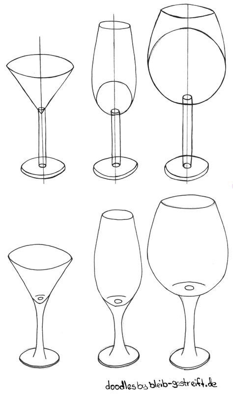 Gegenstände zeichnen Gläser How To Draw Wine Glasses, Wine Glass Sketch, Wine Glass Drawing, Glass Drawing, Geometric Shapes Drawing, Basic Sketching, Architecture Drawing Sketchbooks, Isometric Drawing, Art Basics